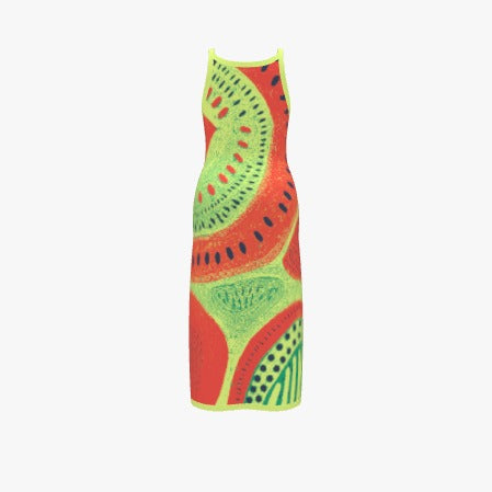 Premium Women's Jacquard Knit Midi Dress - Bright Melon