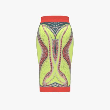 Premium Women's Jacquard Knit Pencil Skirt - Bright