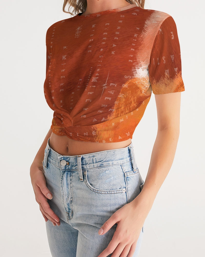 Women's Twist-Front Cropped Tee - Antigua Sunset