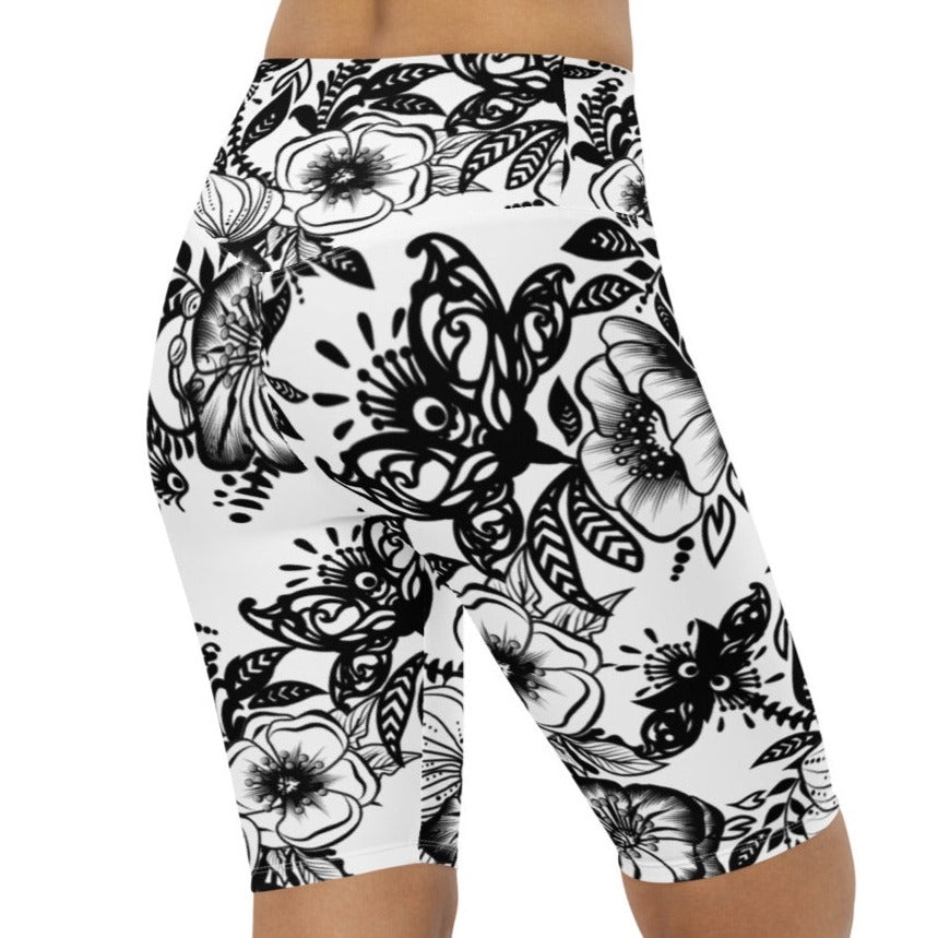 "Powerful" Biker Shorts - B&W