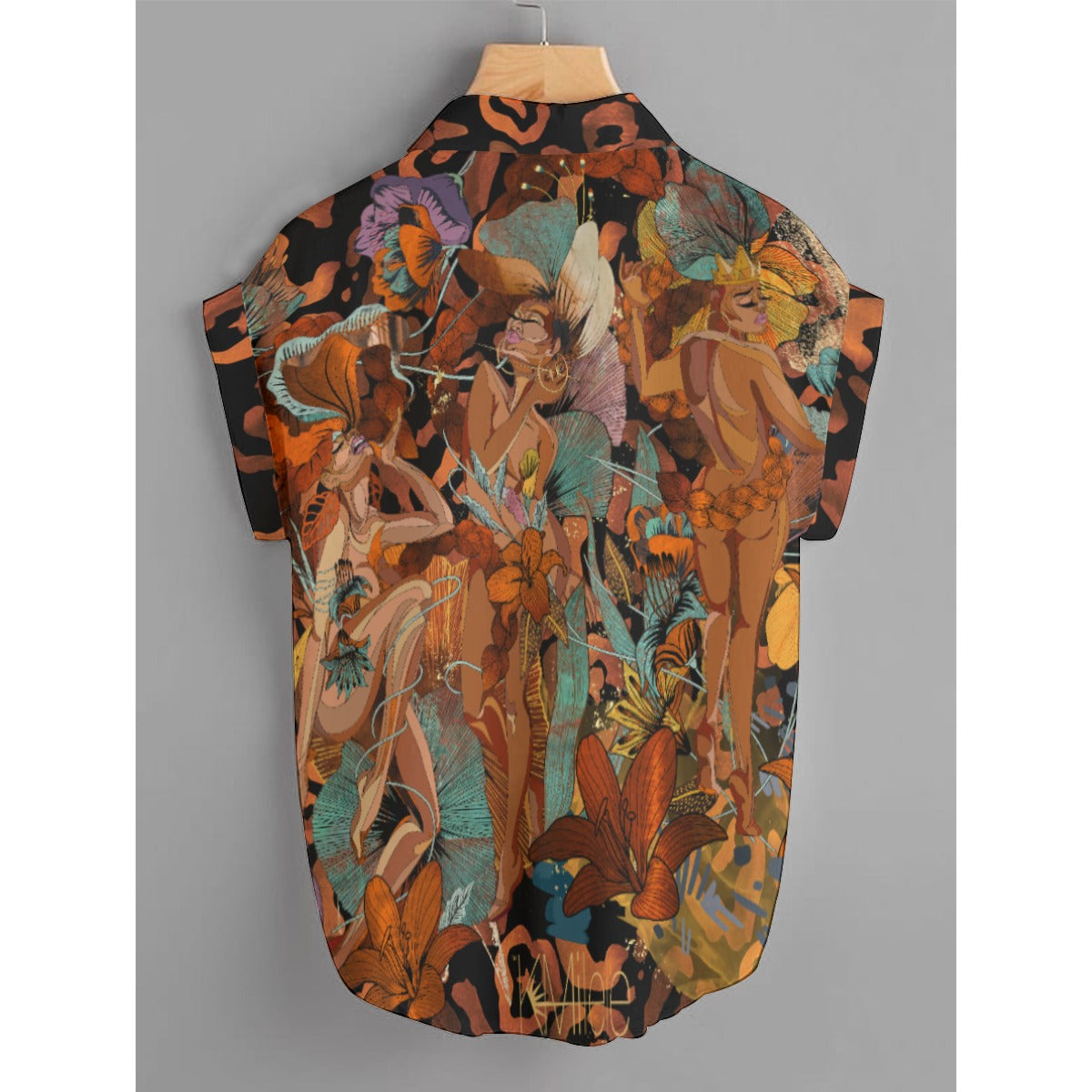 Women's Plus Size Tie-Front Cropped Chiffon Button-Up Shirt - Black Joy/ Kitty 4 Life