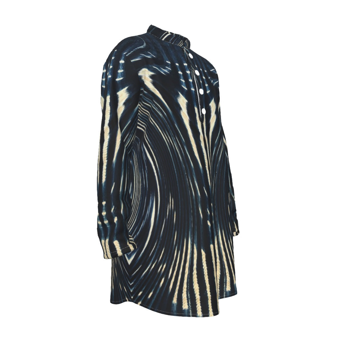 Men's 1/2 Button Kaftan Shirt - Mali Indigo