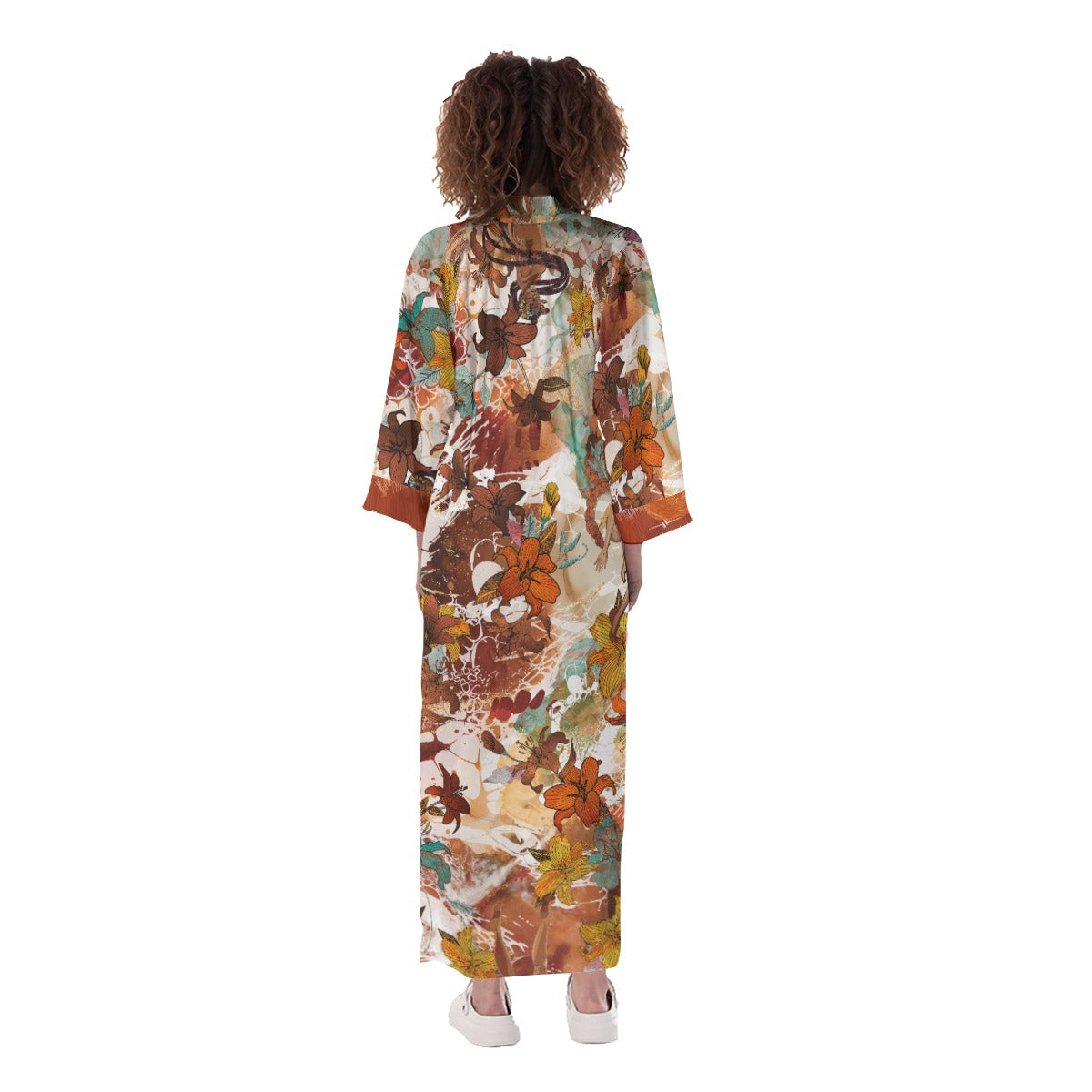 Long Satin Kimono - Chicken Bone Beach