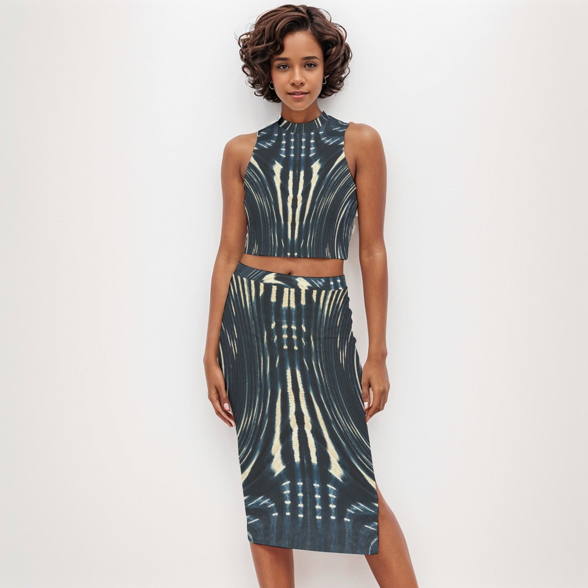 Women's Body-Con Crop Top & Pencil Skirt Set