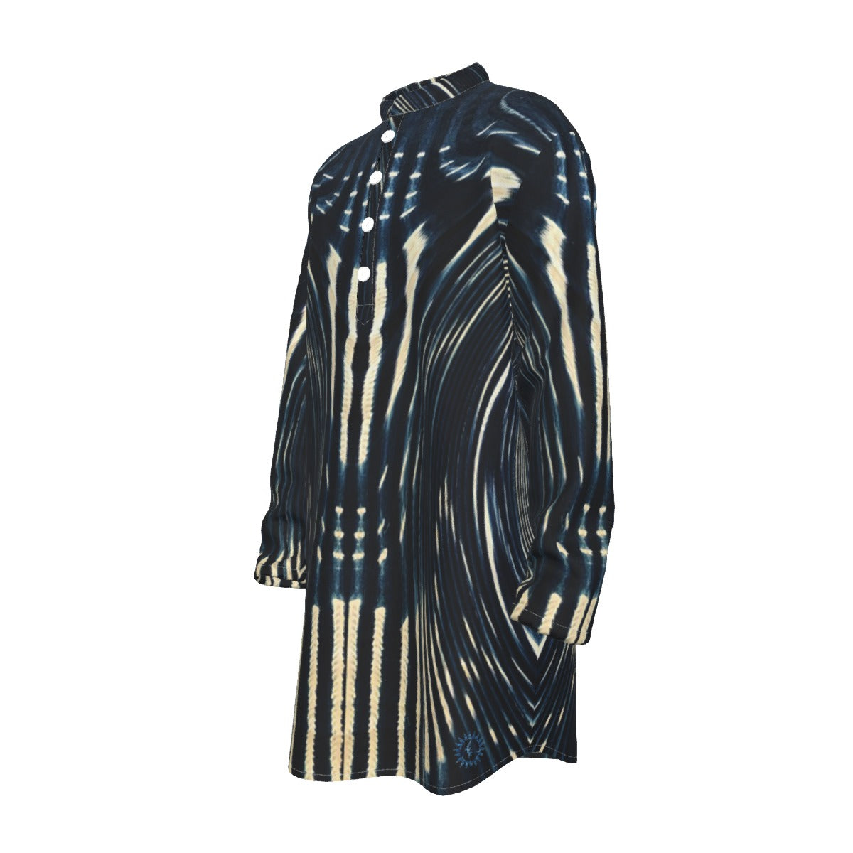 Men's 1/2 Button Kaftan Shirt - Mali Indigo