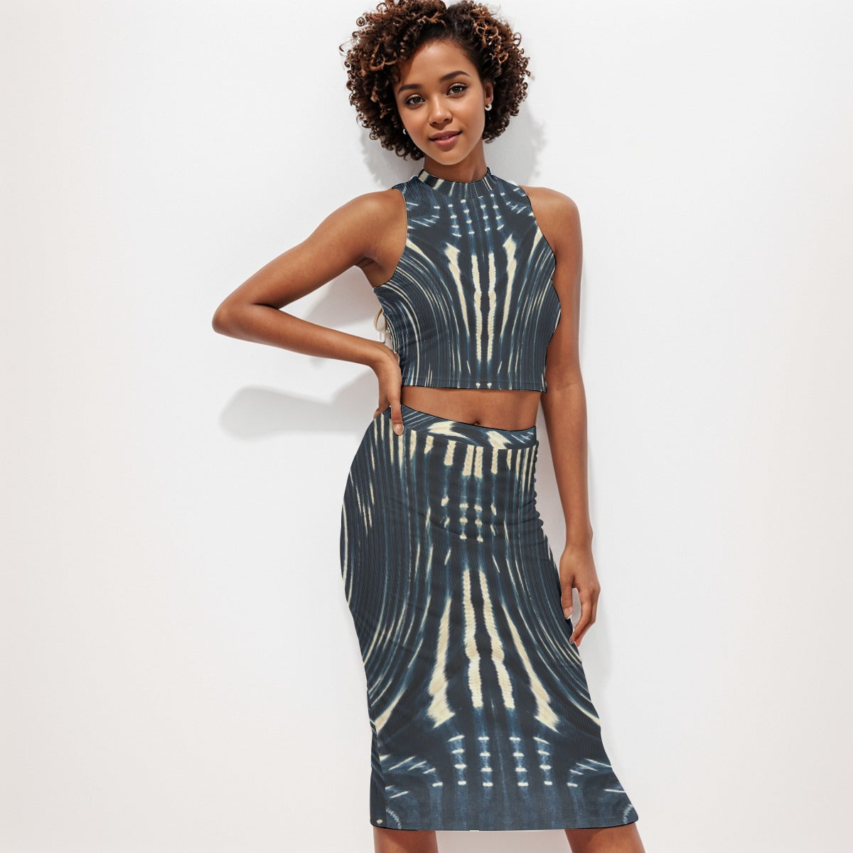 Women's Body-Con Crop Top & Pencil Skirt Set