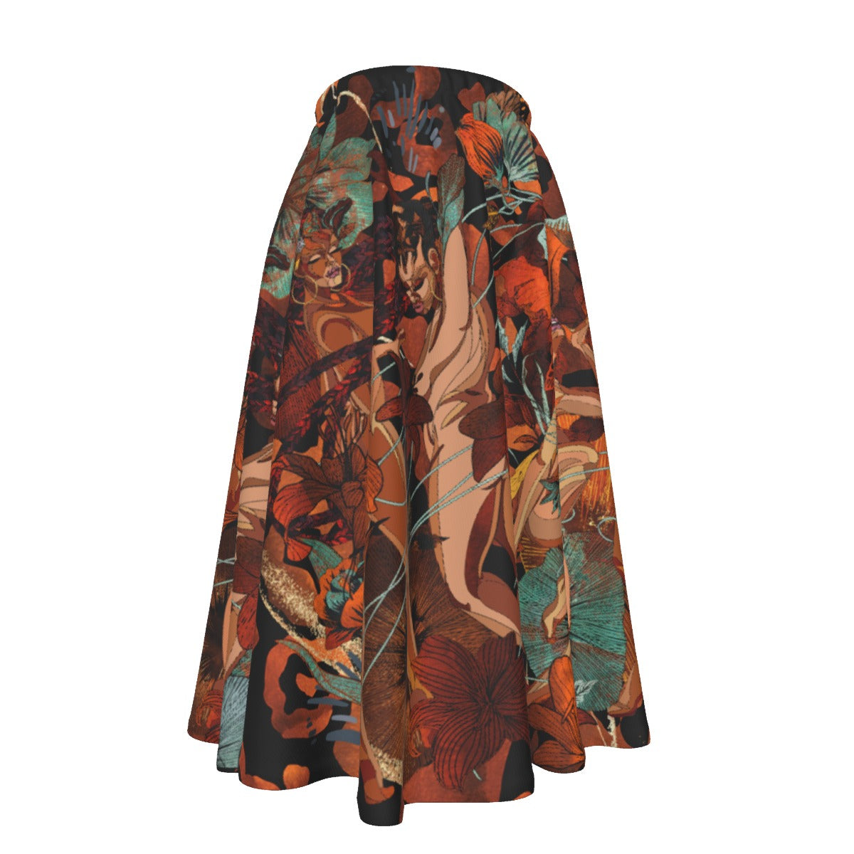 Women's Flared Midi Skirt With Pockets - Black Joy/ Kitty 4 Life