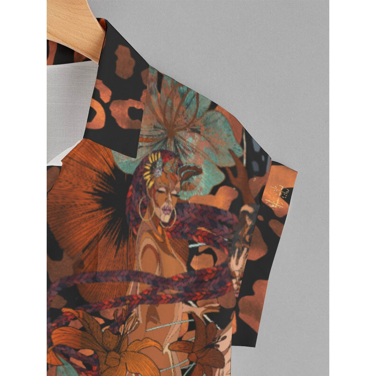 Women's Plus Size Tie-Front Cropped Chiffon Button-Up Shirt - Black Joy/ Kitty 4 Life