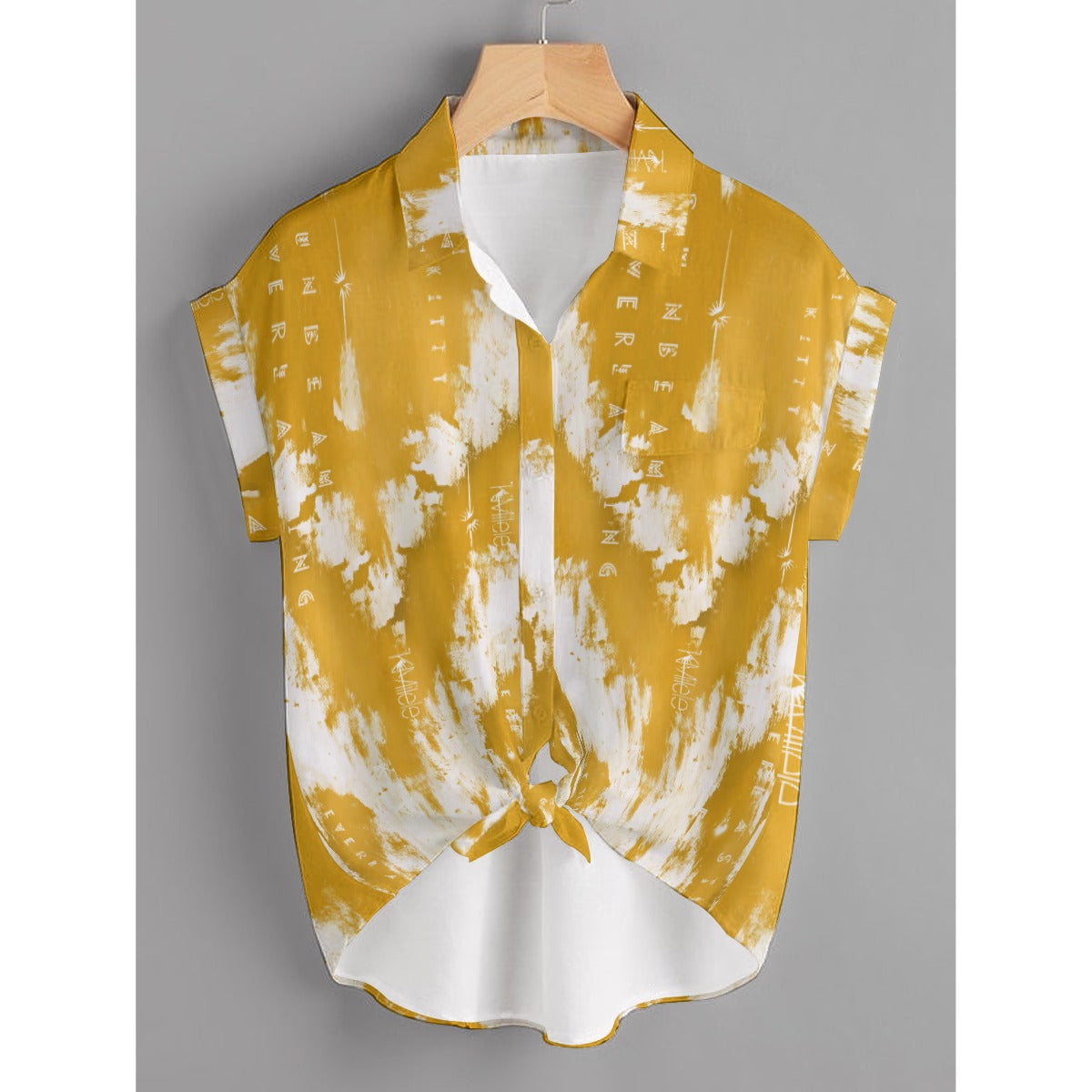 Women's Cropped Tie-Front Button-Up Top (Plus Size)