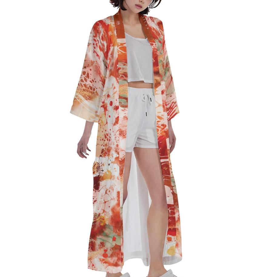 Long Satin Kimono - Life's a Beach