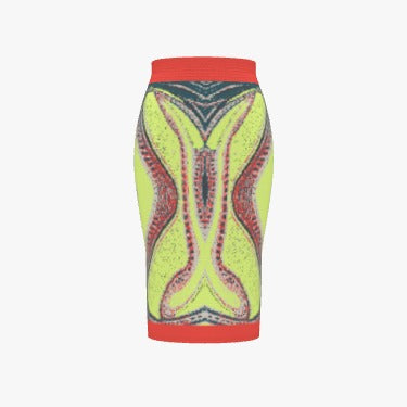 Premium Women's Jacquard Knit Pencil Skirt - Bright