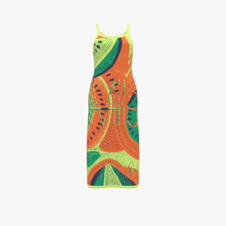 Premium Women's Jacquard Knit Midi Dress - Bright Melon