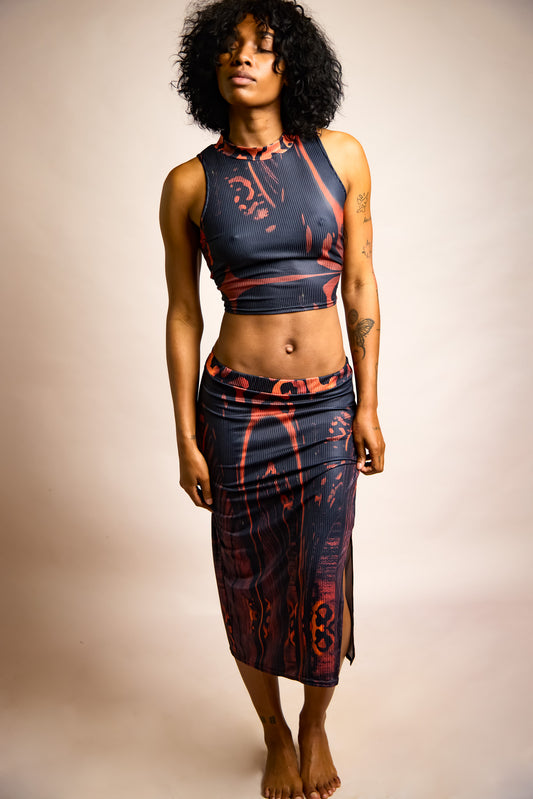 Women's 2pc Crop Top + Skirt Set - Remix