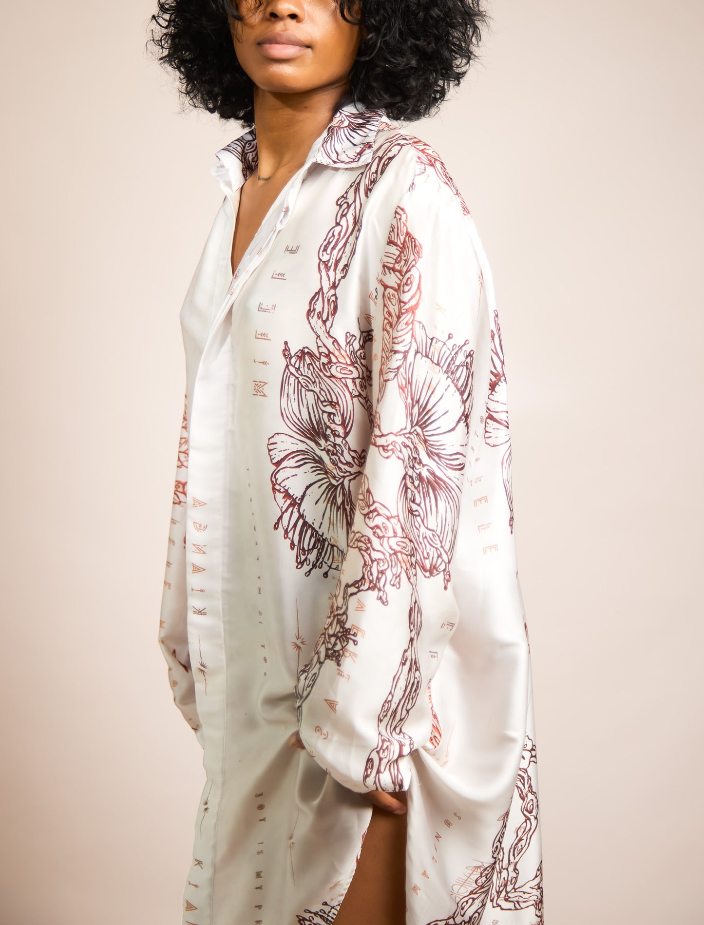 Premium Satin Shirt / Shirt Dress - Strange Fruit