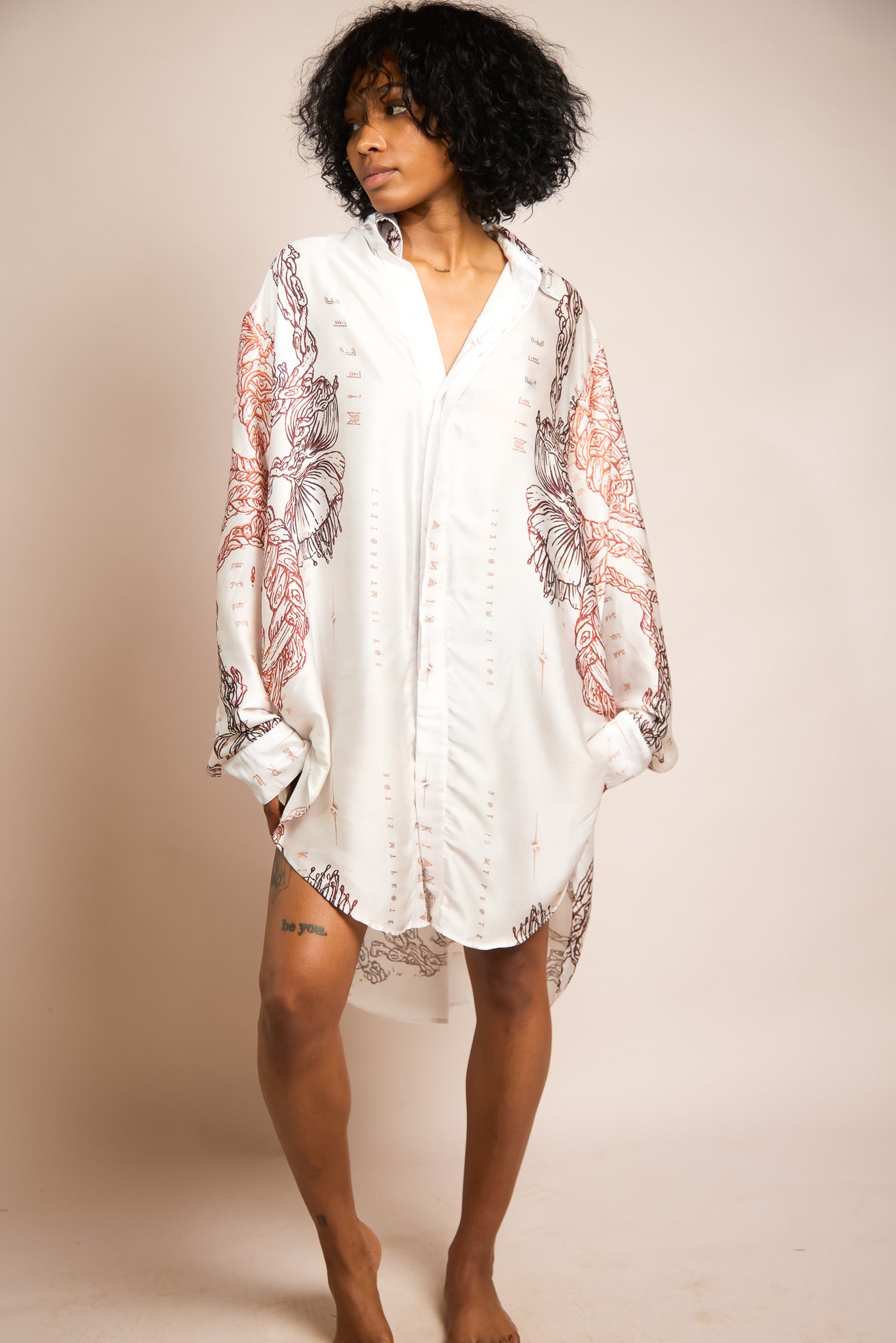 Premium Satin Shirt / Shirt Dress - Strange Fruit