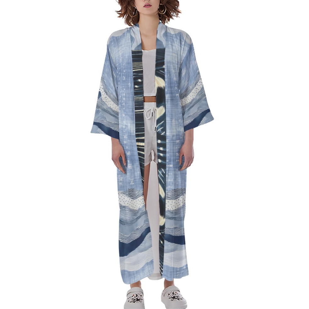 Unisex Satin Kimono Duster- Sweetwater