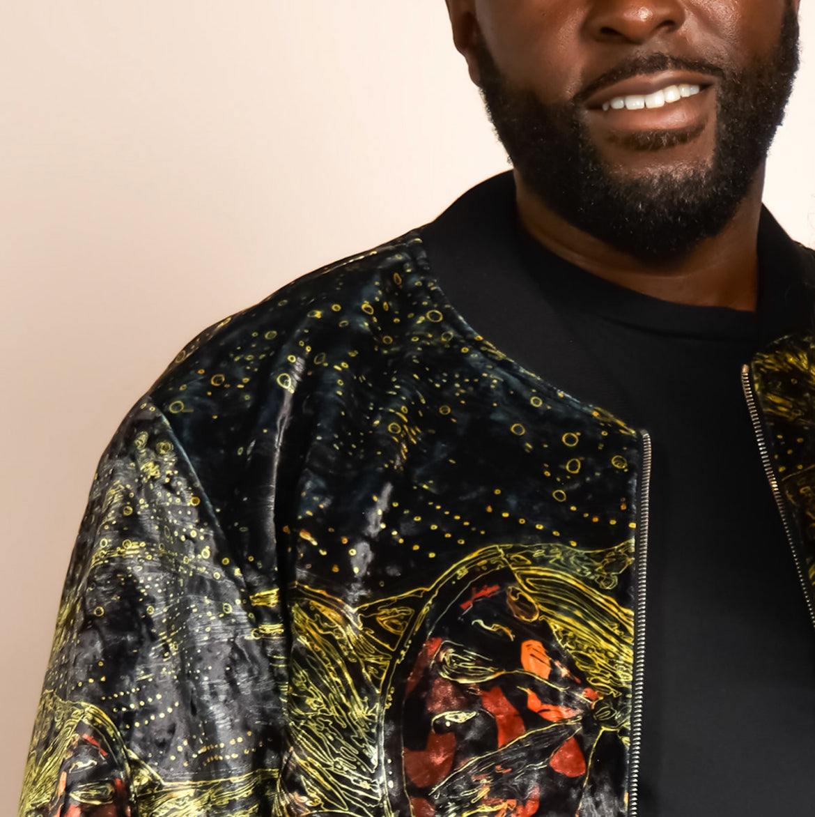 Men's Fully Lined Velvet Bomber - Why is the Universe