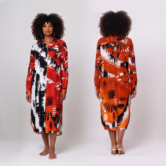 Women's Rayon Shirt Dress -Let Me Fly/ Sunset