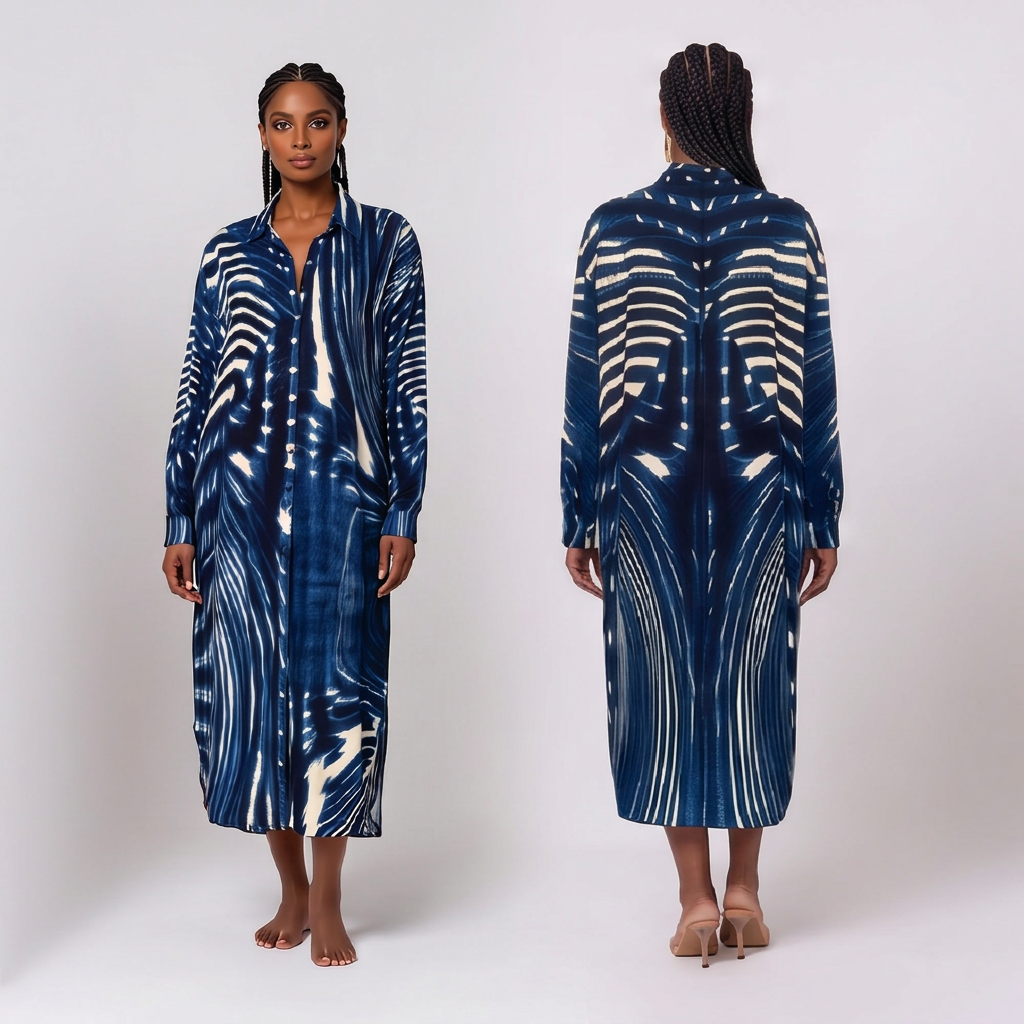 Women's Rayon Shirt Dress - Mali Indigo