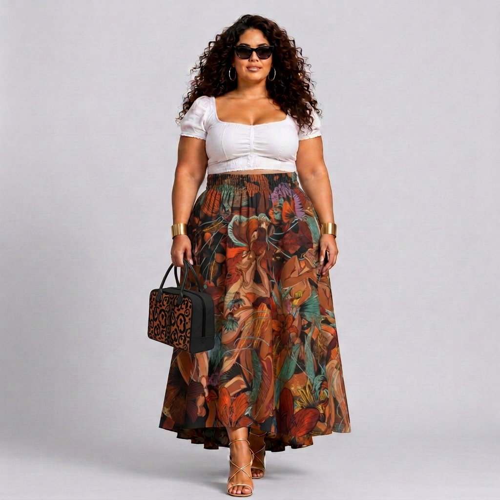 Women's Flared Midi Skirt With Pockets - Black Joy