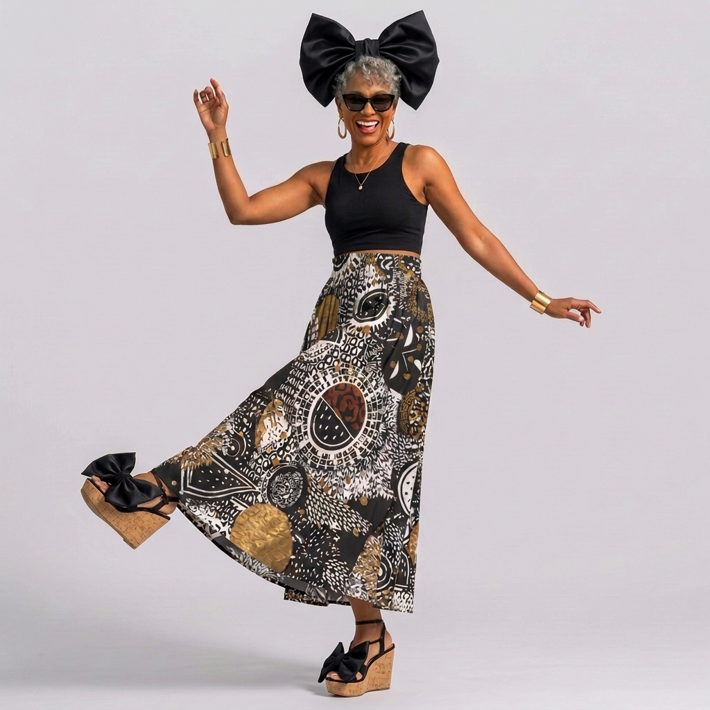 Women's Midi- Length Skirt With Pockets- Mama Melons