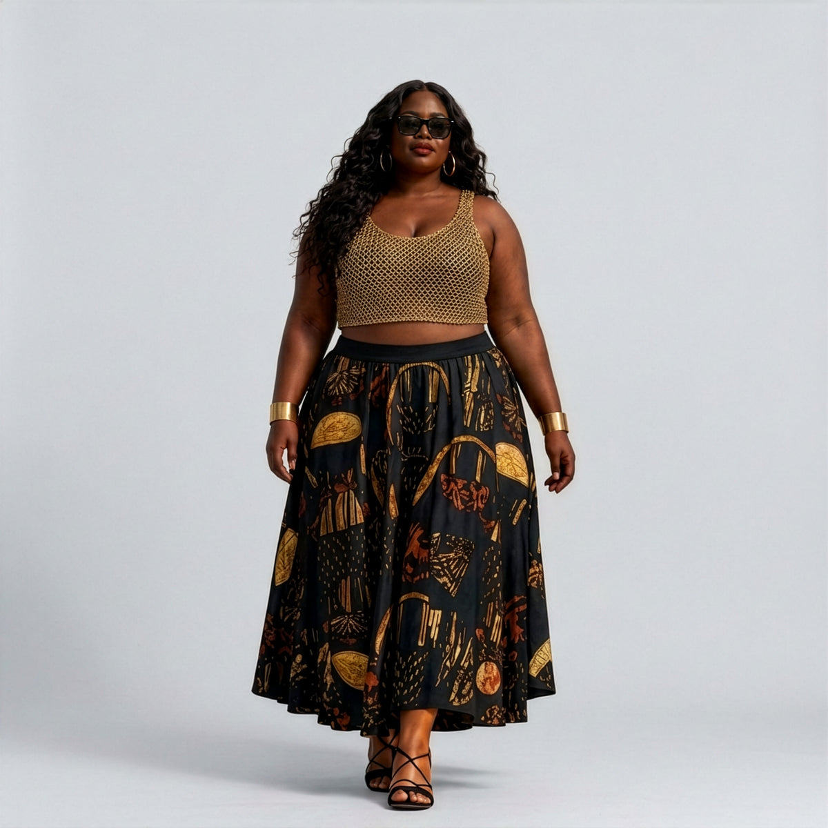 Women's Midi-Length Skirt With Pockets- Motherland