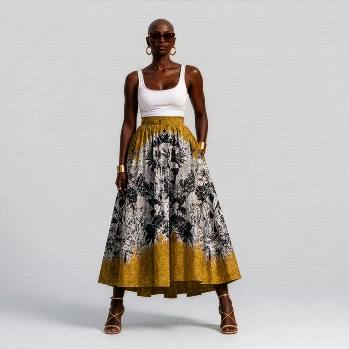 Women's Midi-Length Skirt With Pockets - Garden of Joy