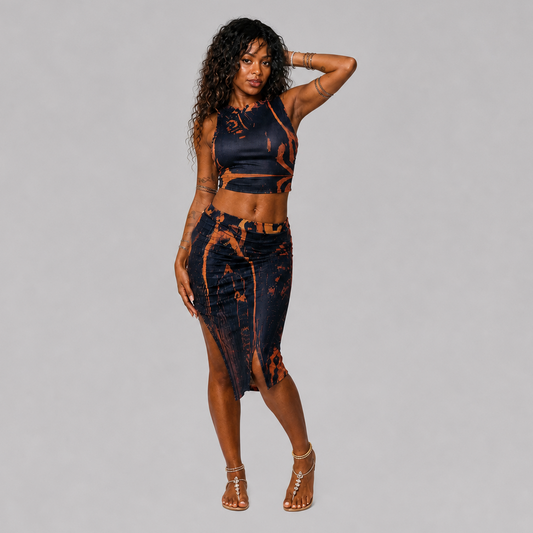 Women's 2pc Crop Top + Skirt Set - Remix