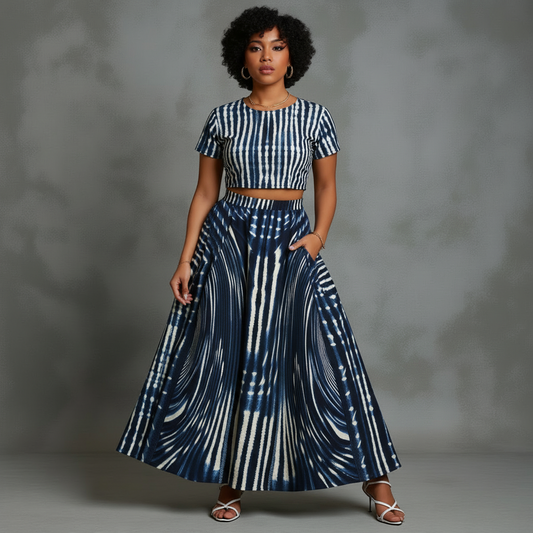 Women's Fully Lined Maxi Skirt- Mali Indigp
