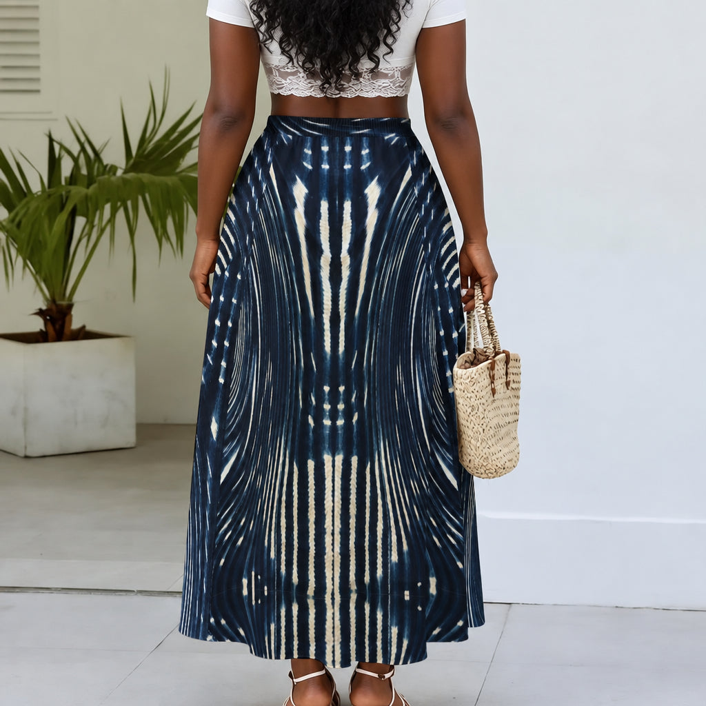 Women's Midi Skirt With Pockets - Mali Indigo