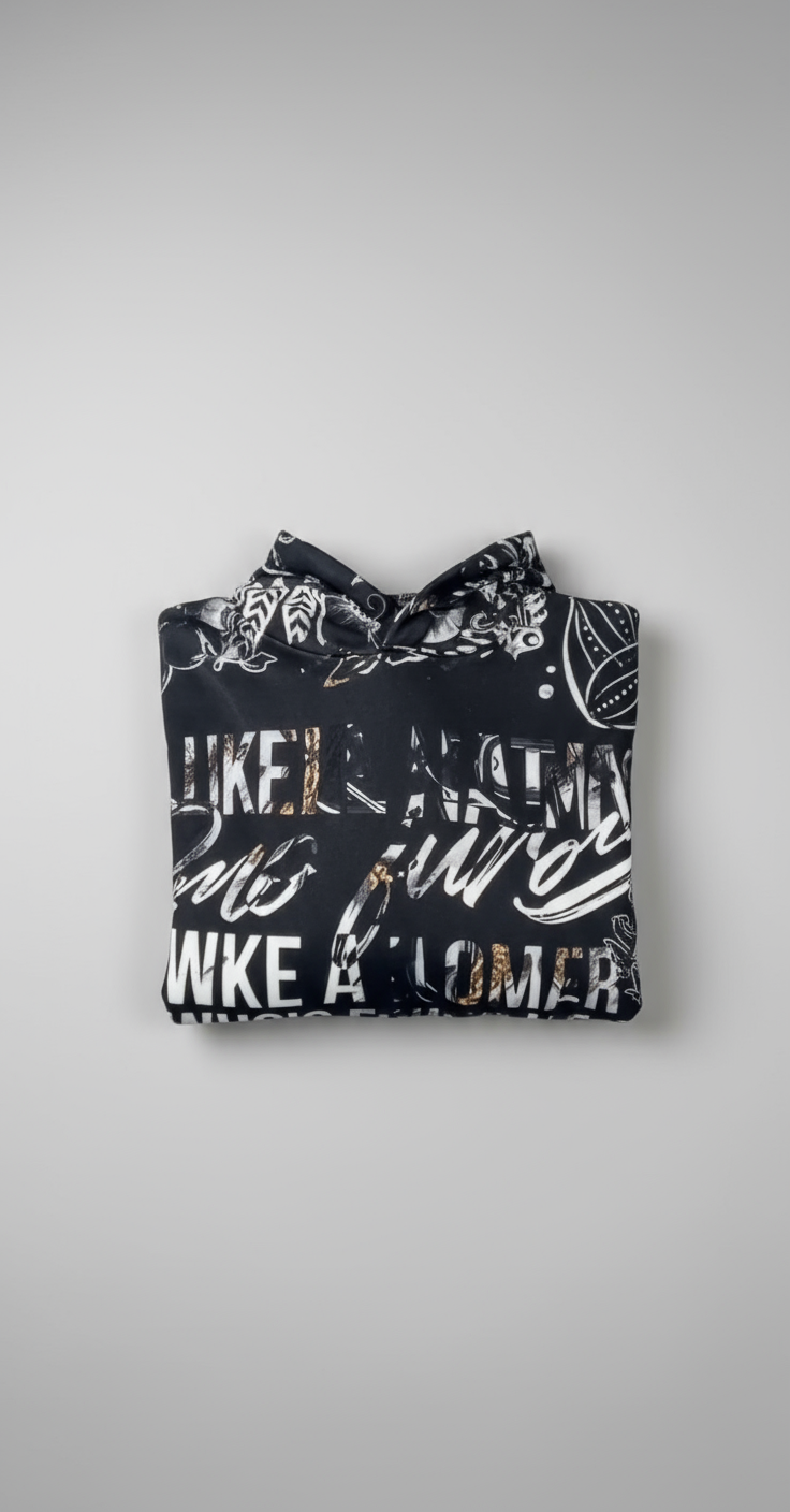 “Powerful - Black” x ZZKG Hoodie-Black