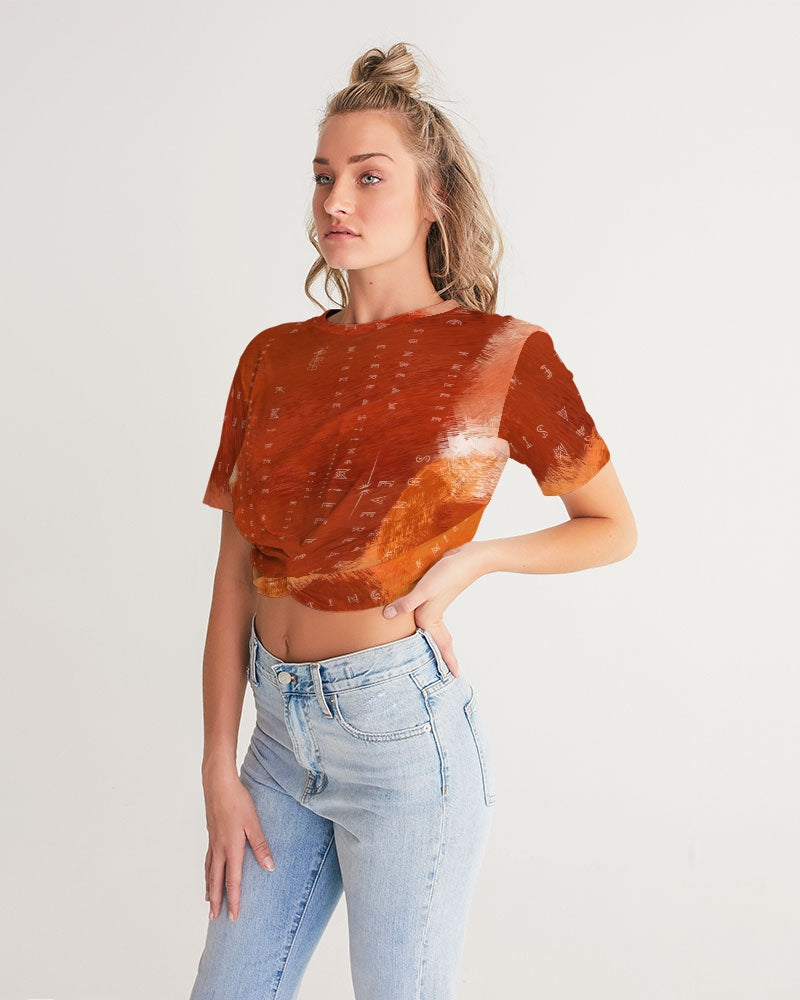 Women's Twist-Front Cropped Tee - Antigua Sunset