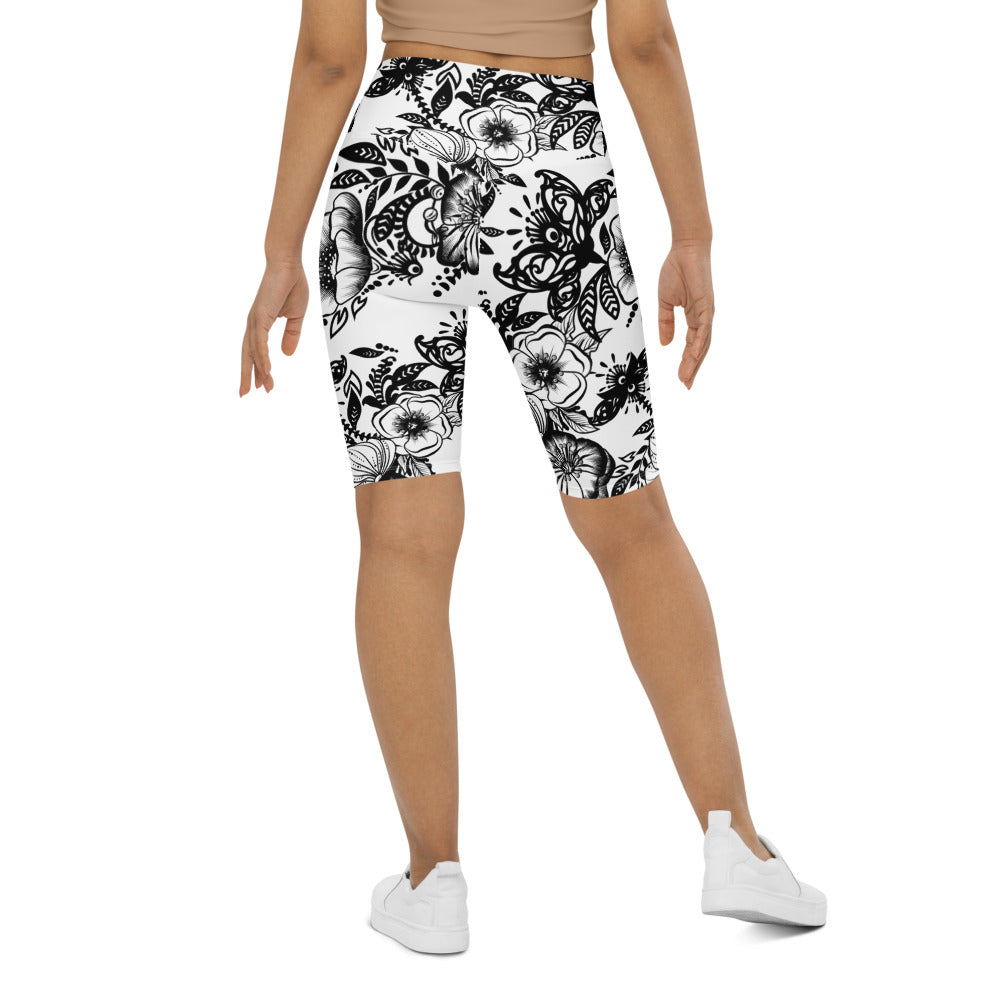 "Powerful" Biker Shorts - B&W