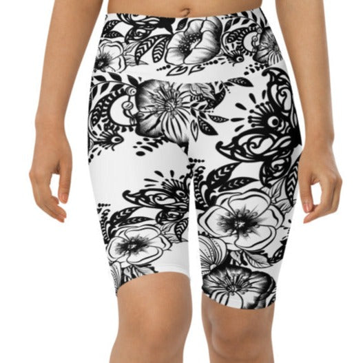 "Powerful" Biker Shorts - B&W