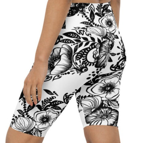 "Powerful" Biker Shorts - B&W