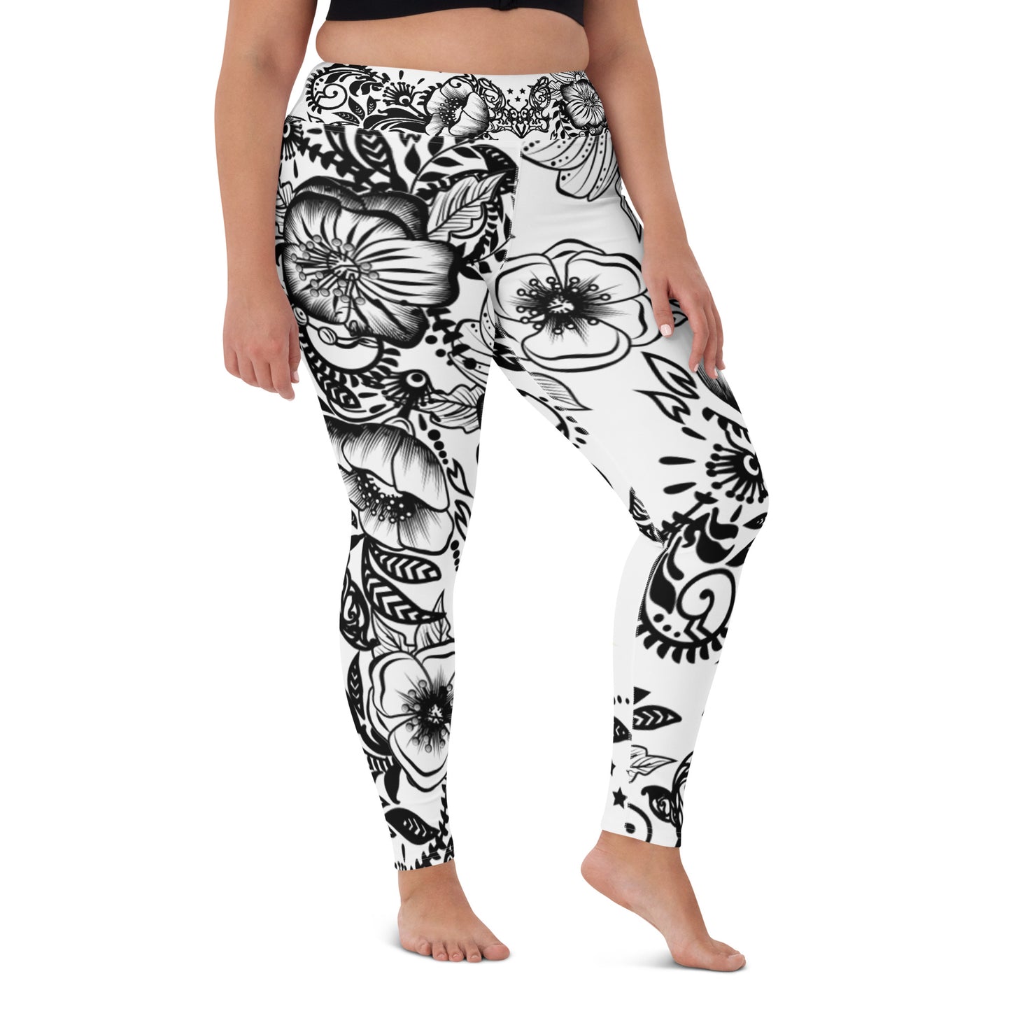 "Powerful" High Waist Leggings - B&W