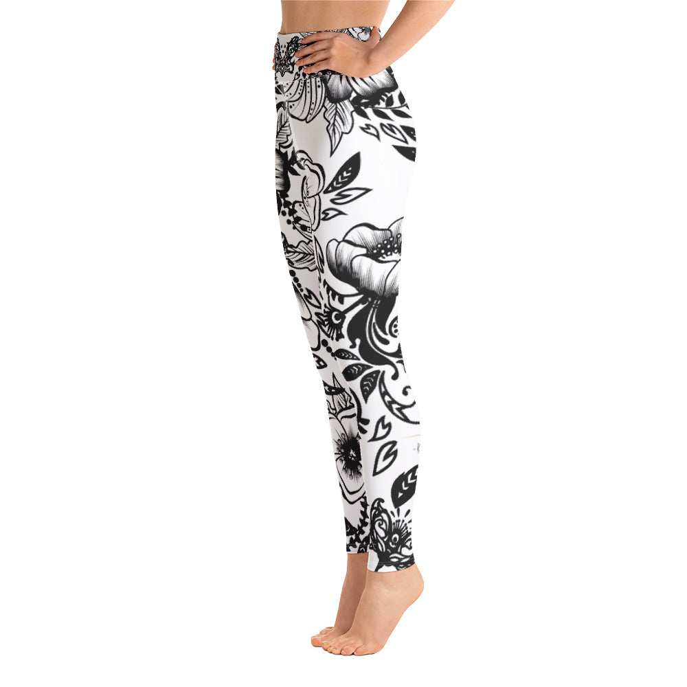 "Powerful" High Waist Leggings - B&W