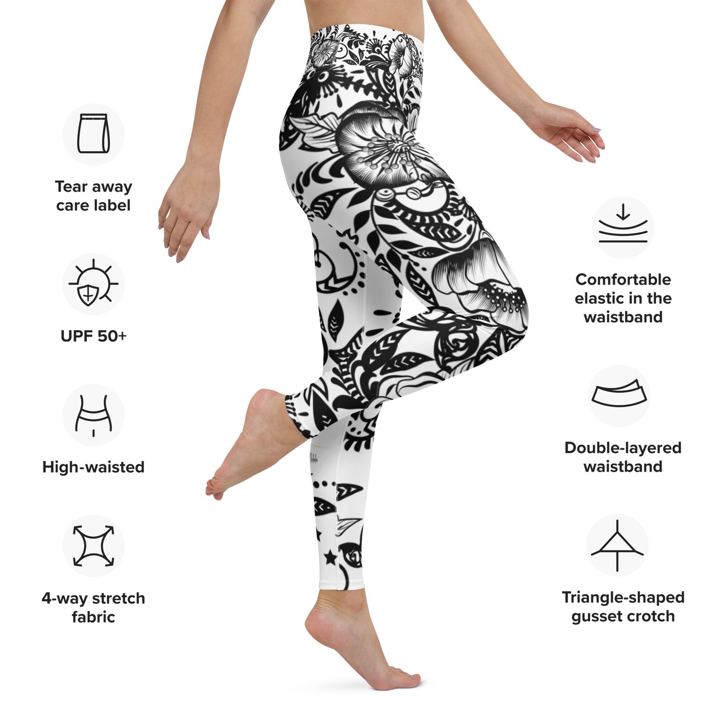 "Powerful" High Waist Leggings - B&W