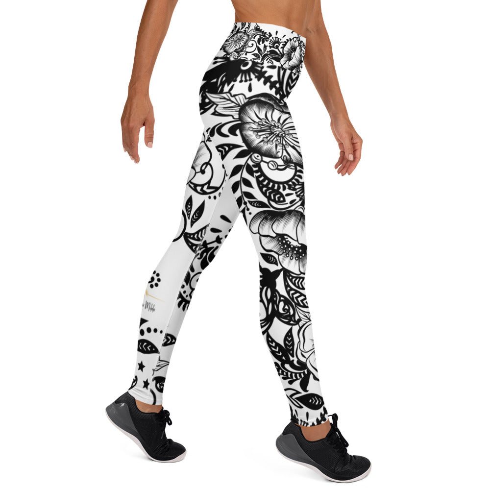 "Powerful" High Waist Leggings - B&W