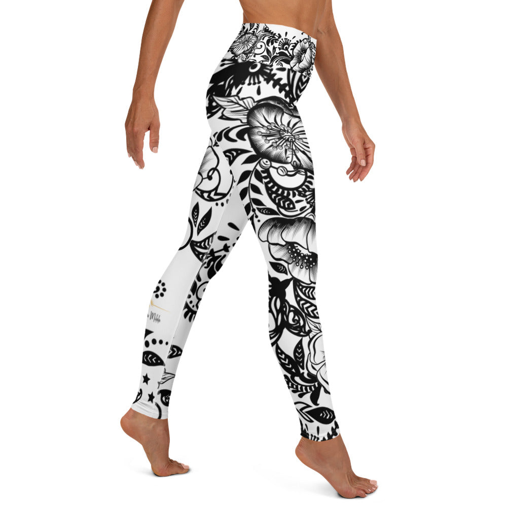 "Powerful" High Waist Leggings - B&W